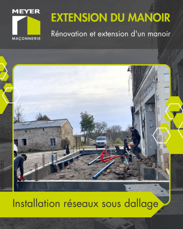 Rénovation et extension - Installation réseau sous dallage
